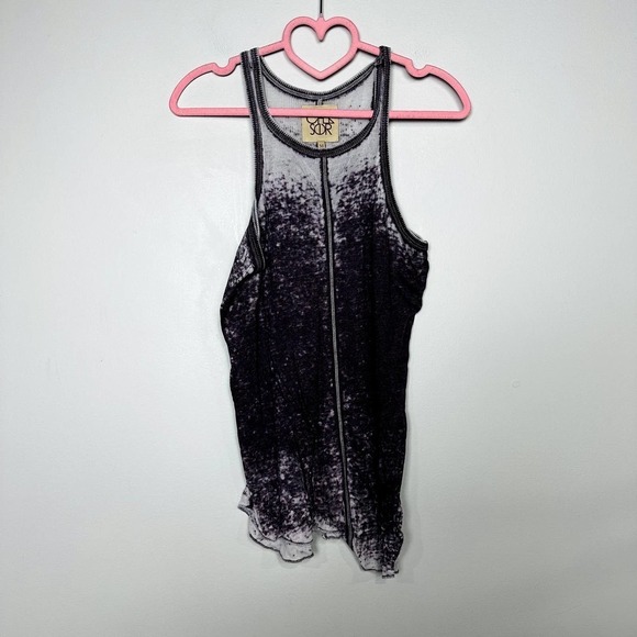 Chaser NWT Vintage Ribbed Seamed Shirttail Racerback Tank Top Cabernet Sz Medium - Picture 1 of 4